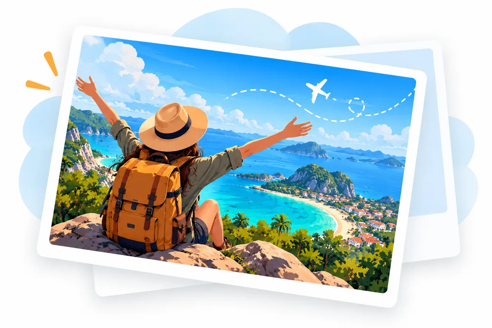 Primera ilustración de aventura viajera