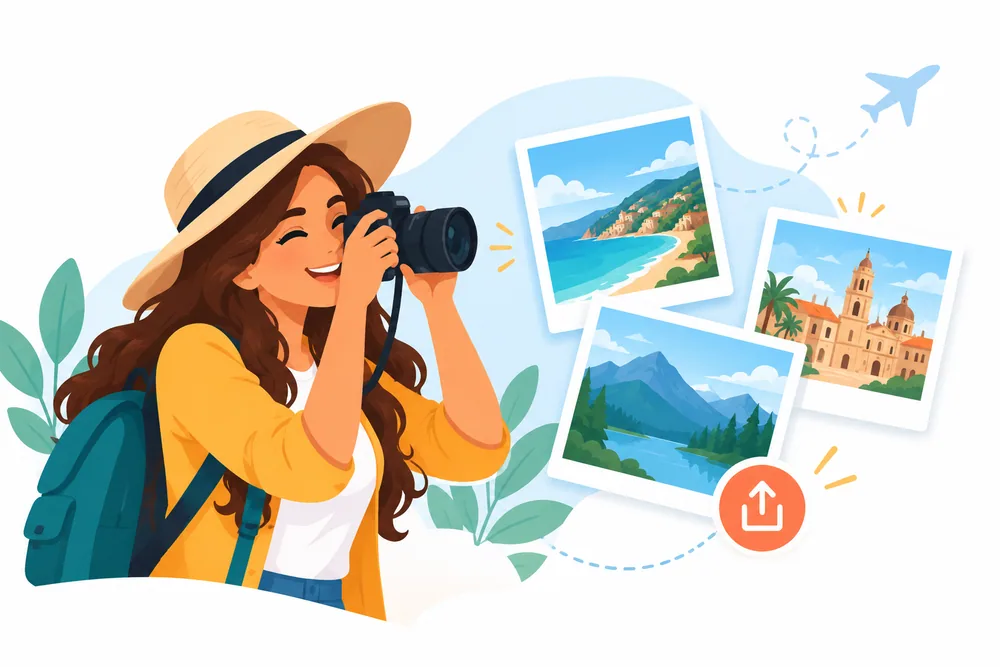 Ilustración para compartir fotos de viajes